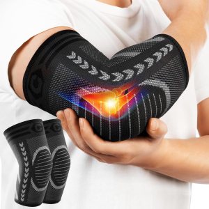 CAMBIVO Paquete de 2 coderas de tenis para tendinitis y codo de tenis, codo de golfista, mangas de compresión de brazo para mujeres y hombres, manga CAMBIVO Paquete de 2 coderas de tenis para tendinitis y codo de tenis, codo de golfista, mangas de compresión de brazo para mujeres y hombres, manga