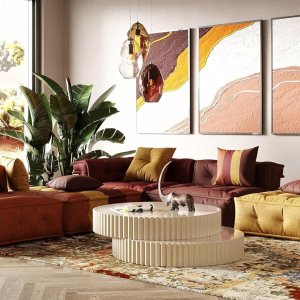 INLAND EMPIRE FURNITURE Sofá modular modular de tela multicolor moderna Alfio INLAND EMPIRE FURNITURE Sofá modular modular de tela multicolor moderna Alfio