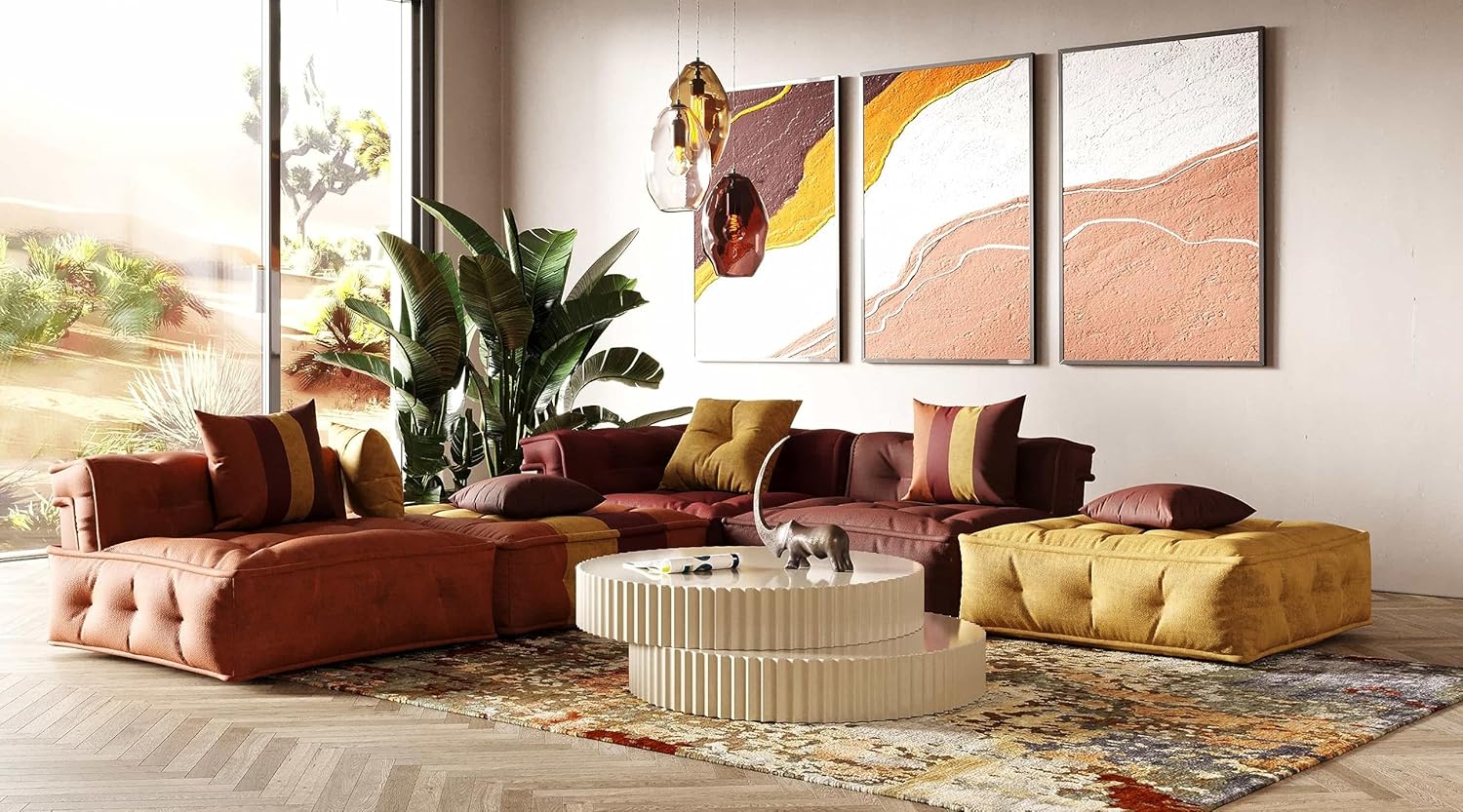 INLAND EMPIRE FURNITURE Sofá modular modular de tela multicolor moderna Alfio