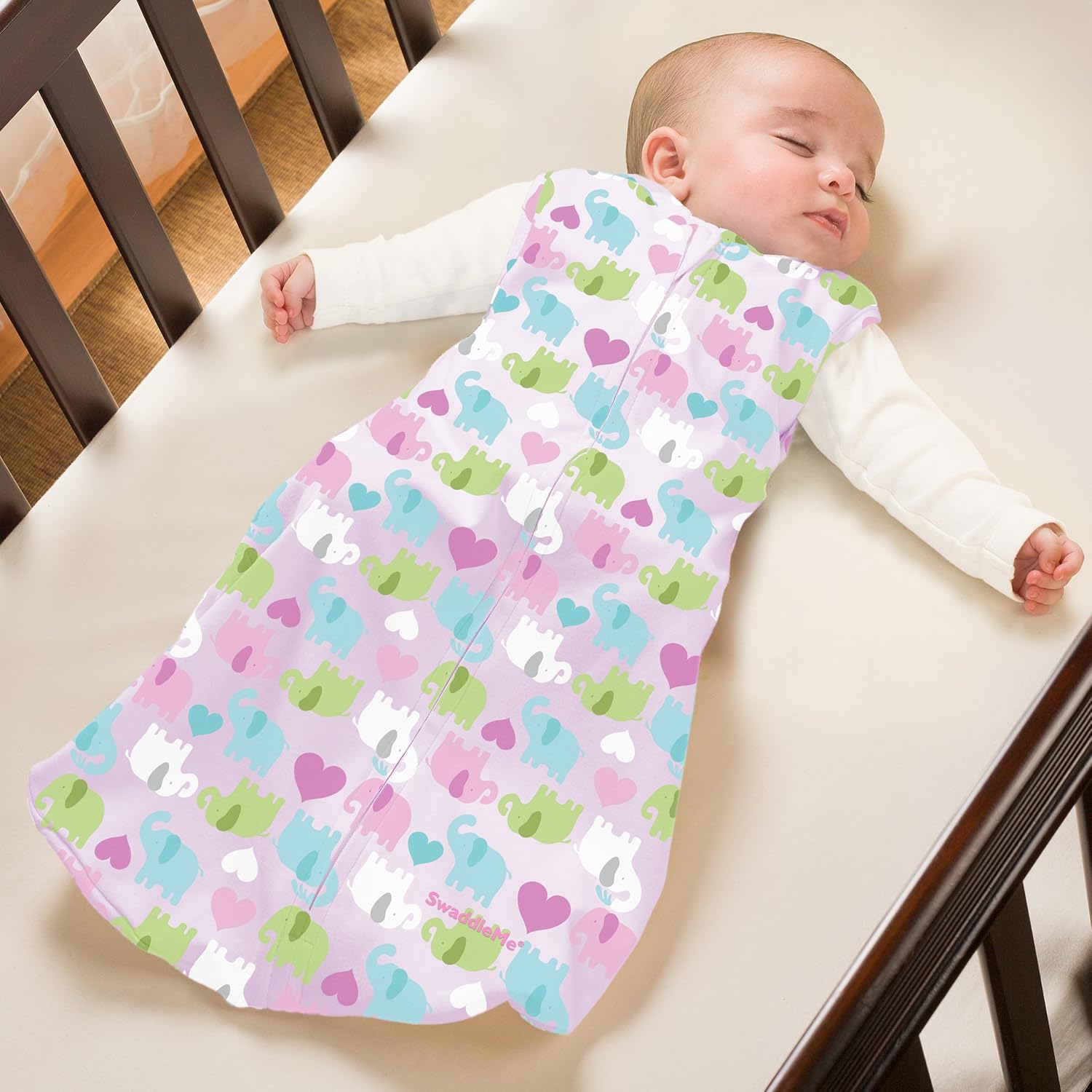 Summer SwaddleMe Sack, diseño de corazones de elefante, talla M