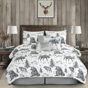 Chezmoi Collection Denver – Juego de edredón de 7 piezas Southwestern Cabin Lodge – Ropa de cama de microfibra con estampado de oso pardo, lobos, Chezmoi Collection Denver – Juego de edredón de 7 piezas Southwestern Cabin Lodge – Ropa de cama de microfibra con estampado de oso pardo, lobos,