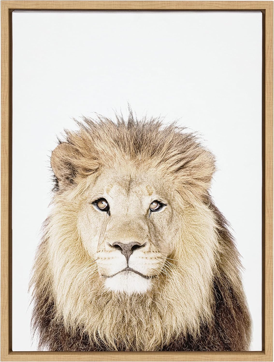 Kate and Laurel Sylvie Lion Thinking – Lienzo enmarcado para pared, diseño de retrato de Amy Peterson Art Studio, 18 x 24 pulgadas, natural, arte