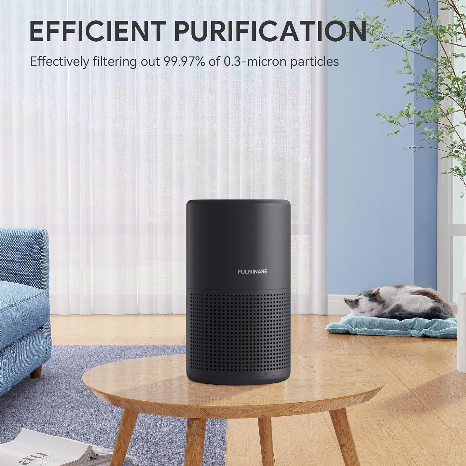 FULMINARE Purificadores de aire para dormitorio H13 True HEPA filtro de aire silencioso con luz nocturna, purificador de aire pequeño portátil para
