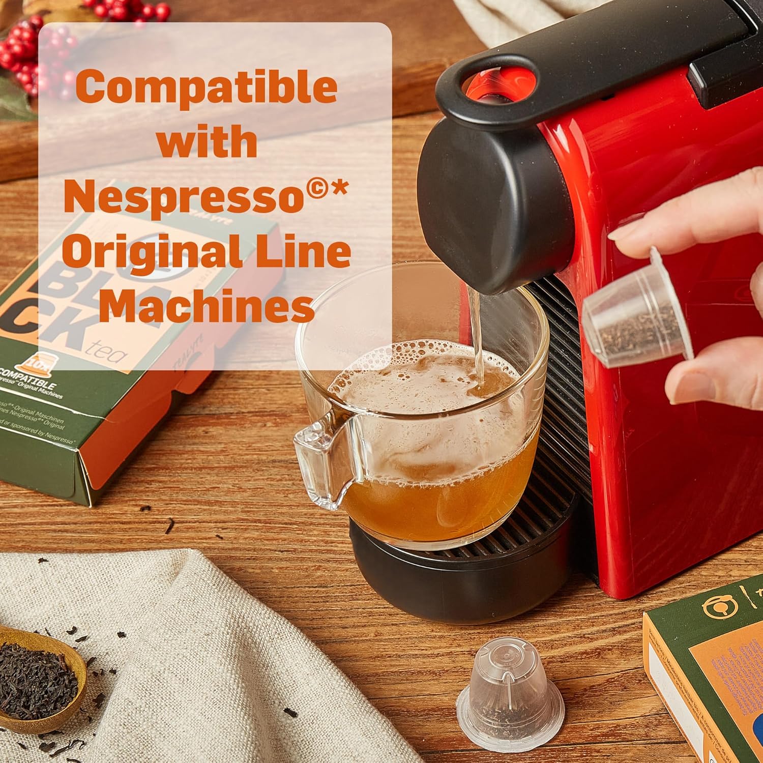 TEALYTE 50 cápsulas de té Nespresso compatibles – I Cápsulas de té negro I compatibles con máquinas Nespresso de línea original I 5 paquetes