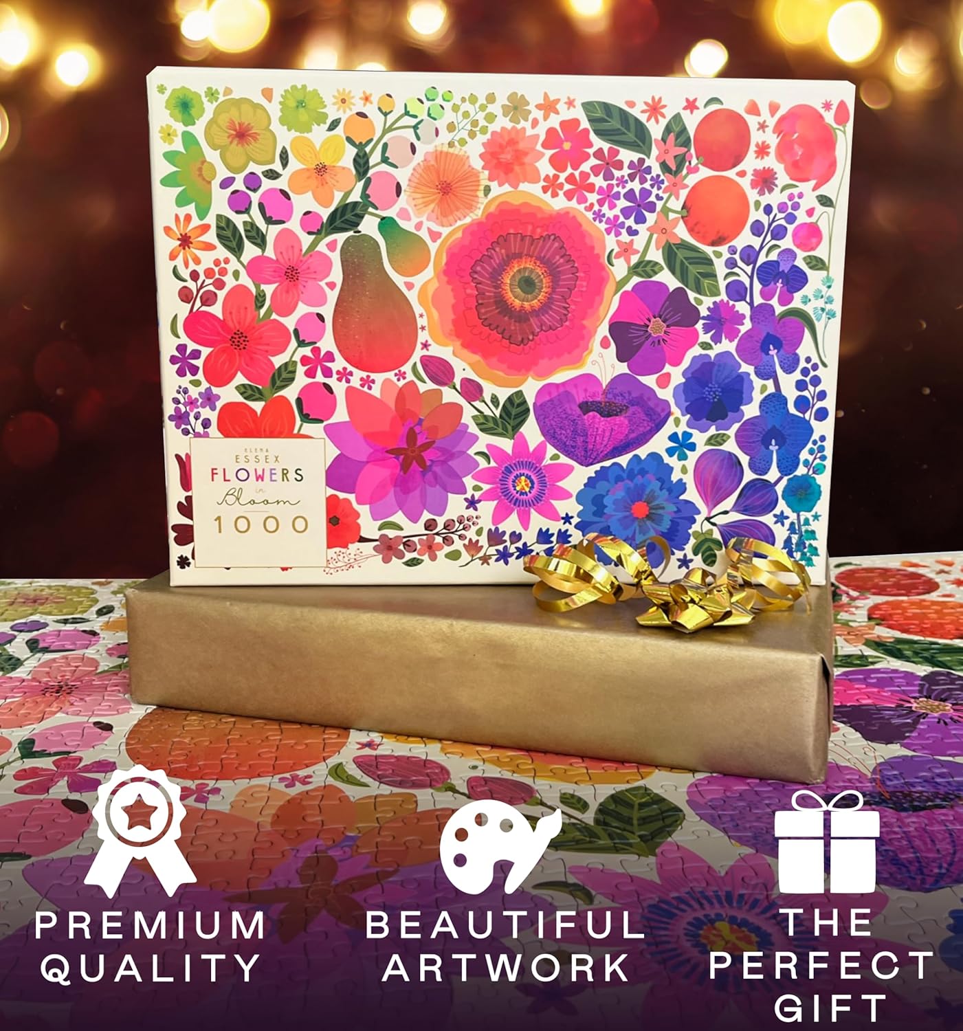 Elena Essex Rompecabezas de 1000 piezas para adultos, flores en flor, rompecabezas para adultos, de 1000 piezas, coloridos rompecabezas florales con