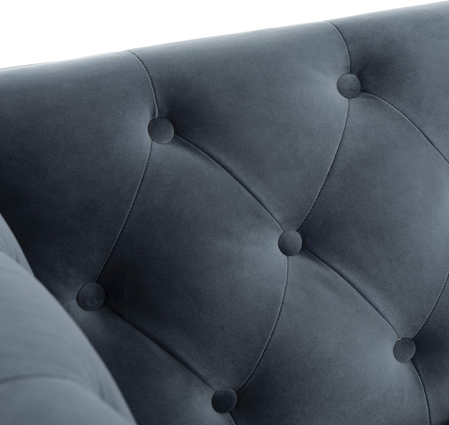 Safavieh Couture Home Florentino Glam – Sofá copetudo azul polvoriento y dorado
