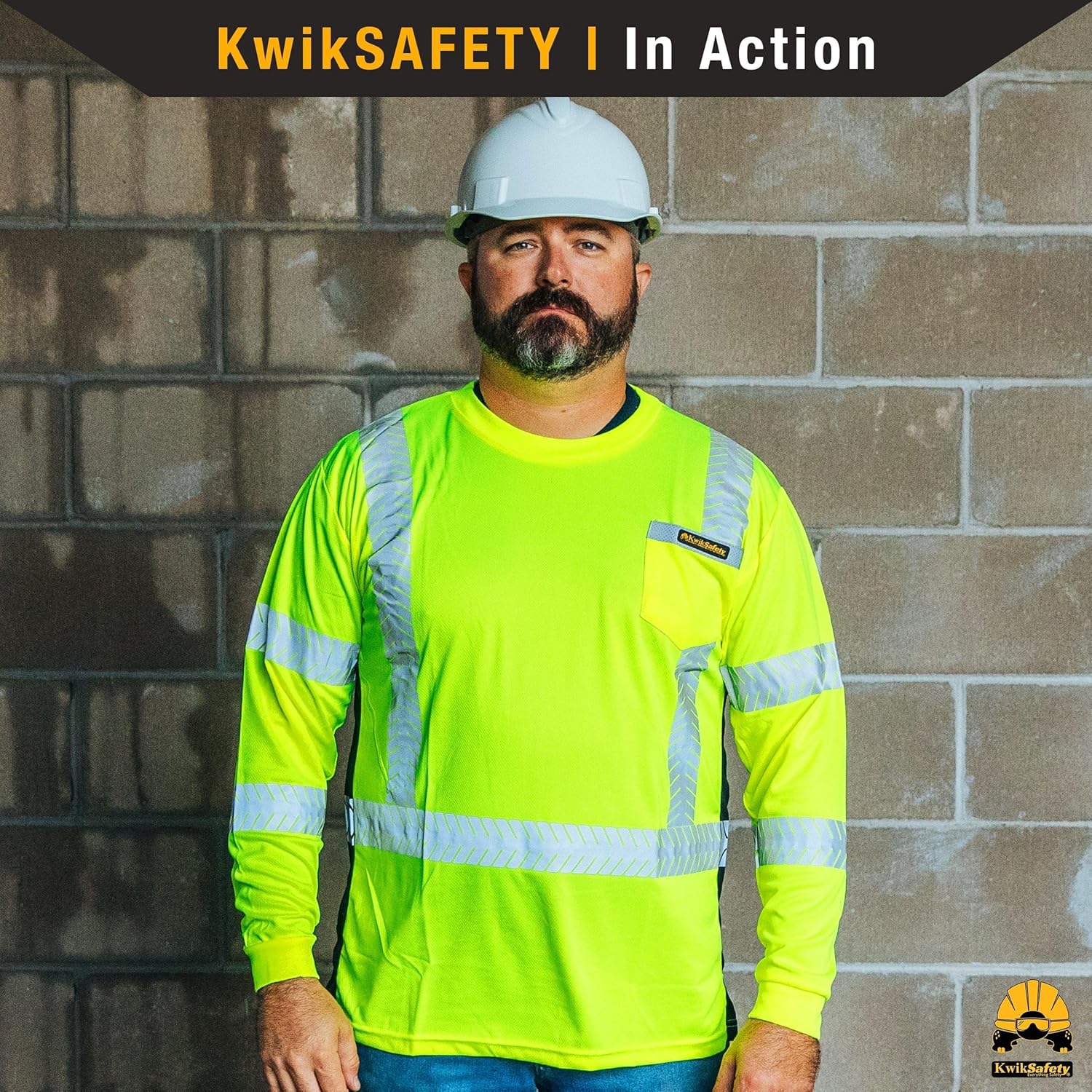 KwikSafety – Charlotte, NC – Camisas de seguridad de manga larga de edición limitada Cinta de espina de pescado de lujo Clase 3 Cumple con ANSI OSHA