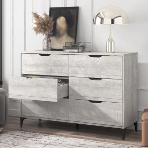 Galano Lilay Cómoda de 6 cajones con función de cajón entrelazado, cómodas anchas para dormitorio, 6 cajones profundos para organizador de armario, Galano Lilay Cómoda de 6 cajones con función de cajón entrelazado, cómodas anchas para dormitorio, 6 cajones profundos para organizador de armario,