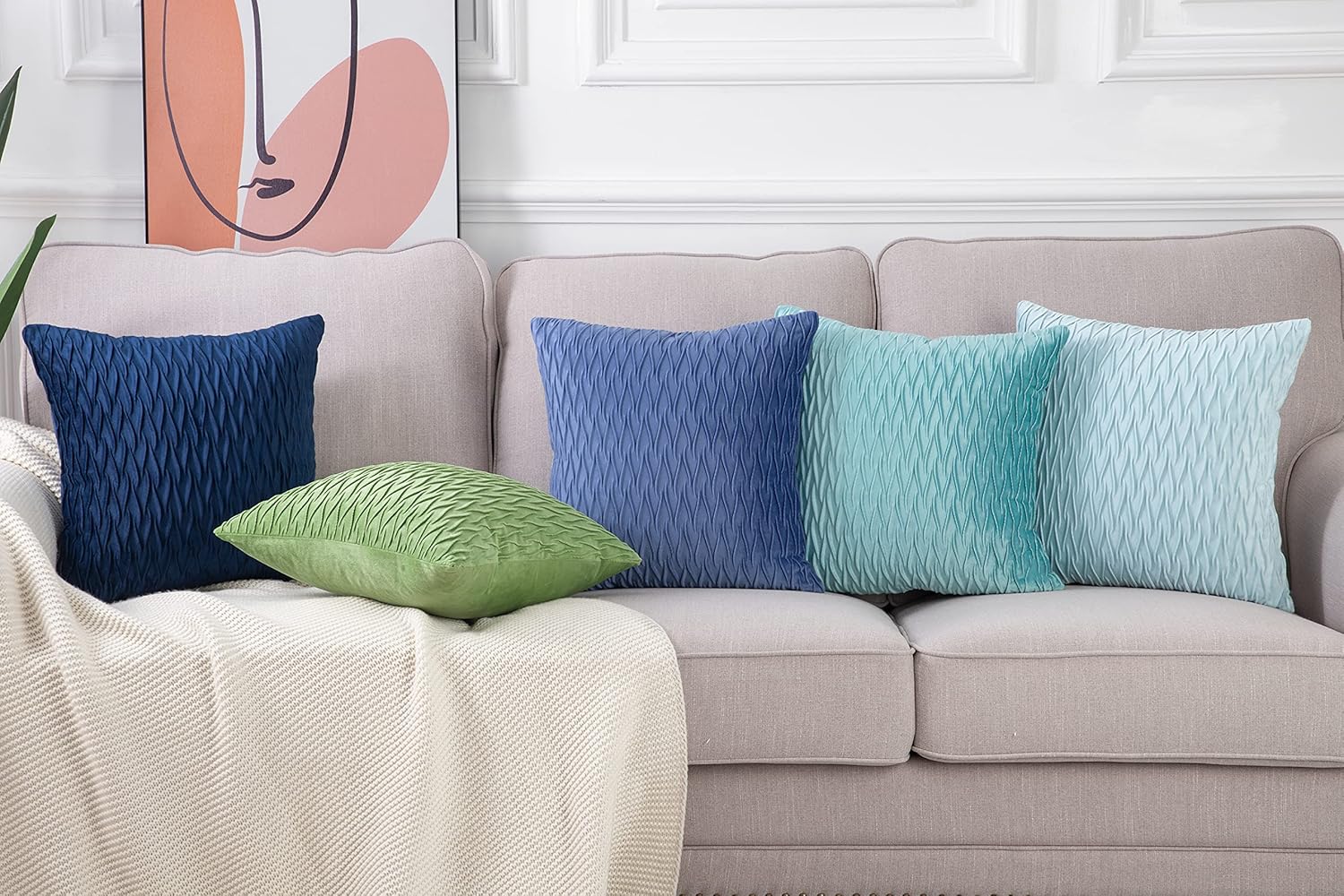 MADIZZ Juego de 2 fundas de almohada decorativas de terciopelo súper suave con textura y estilo europeo lujoso, fundas estilo europeo para sofá y