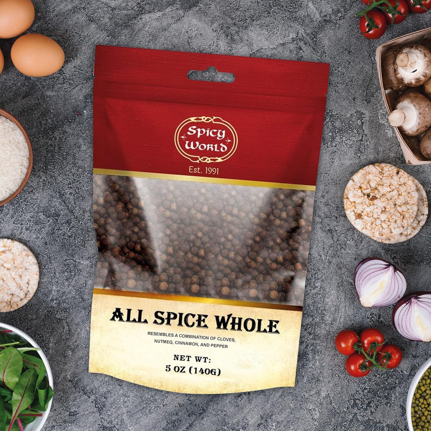 Spicy World – Bolsa de bayas enteras de pimienta de Jamaica de 5 onzas  All Spice Pimento Jamaica Pepper para cocinar y condimentar  Baya versátil