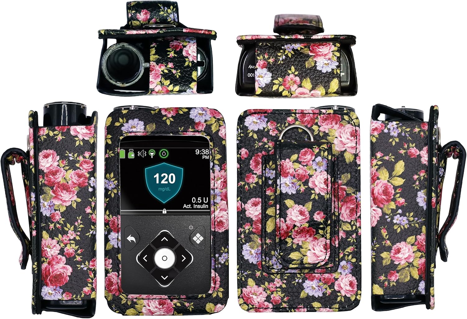 Medtronic – Funda de piel con protector de pantalla para bomba de insulina mínima Medtronic (Minimed 630G  640G  650G  670G  770G  780G) (FL1BLACK)