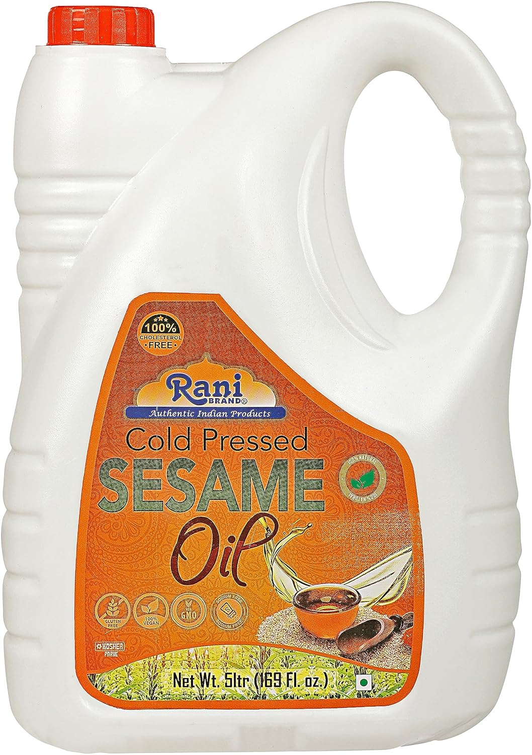 Rani Aceite de sésamo 169 onzas (5 litros) prensado en frío  100% natural  Sin OMG  Kosher  Vegano  Sin gluten