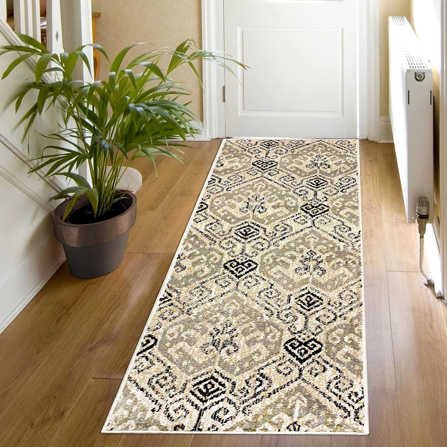 SUPERIOR Alfombra de pasillo para interiores con respaldo de yute, perfecta para entrada, oficina, sala de estar, dormitorio, cocina, comedor,