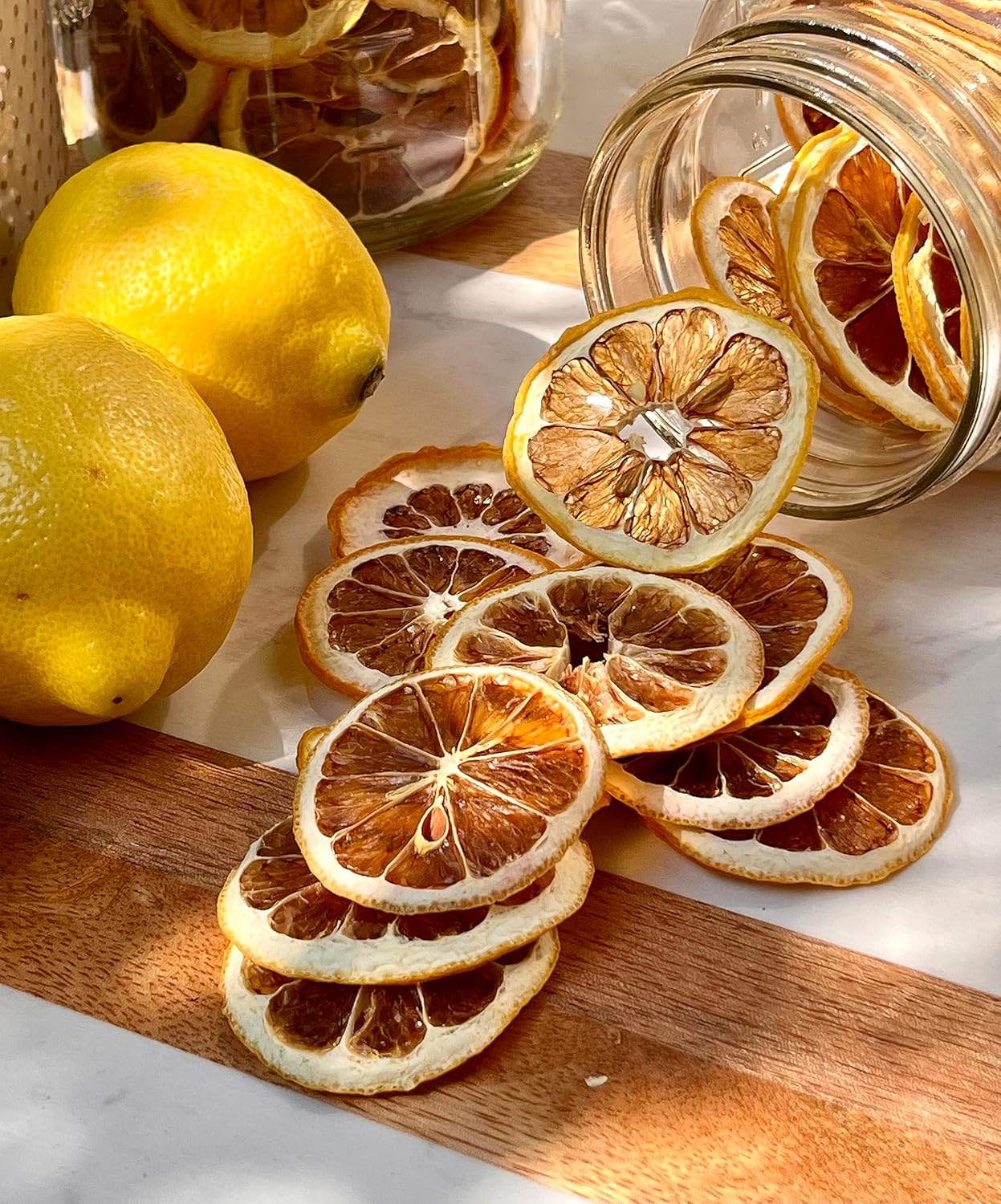 The Perfect Garnish Co. Rebanadas de limón deshidratadas prémium – 40 rebanadas – Fruta natural