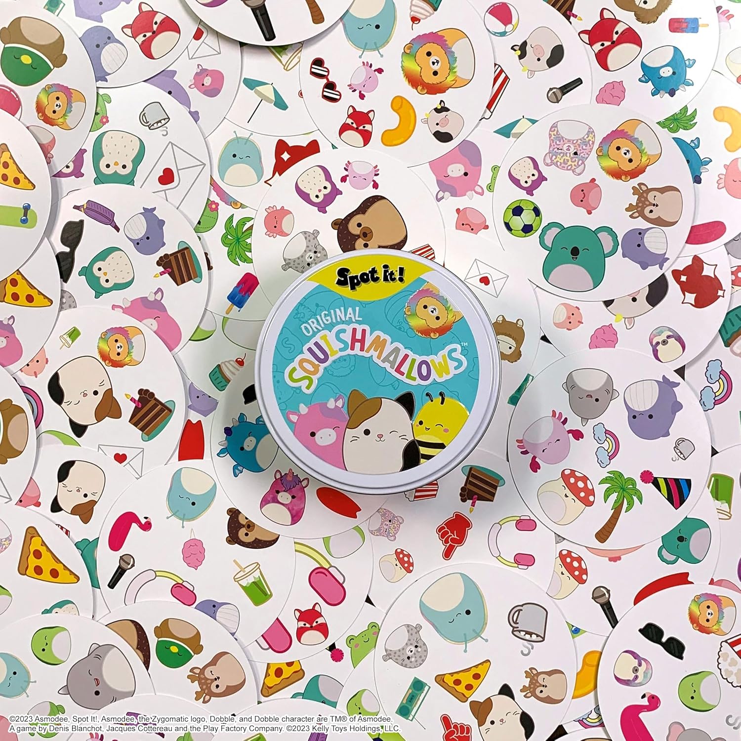 Spot It! Squishmallows – Divertido juego de cartas para niños y adultos  Con Mila, el elefante o Cailey, el cangrejo rosa y más  Juego con licencia