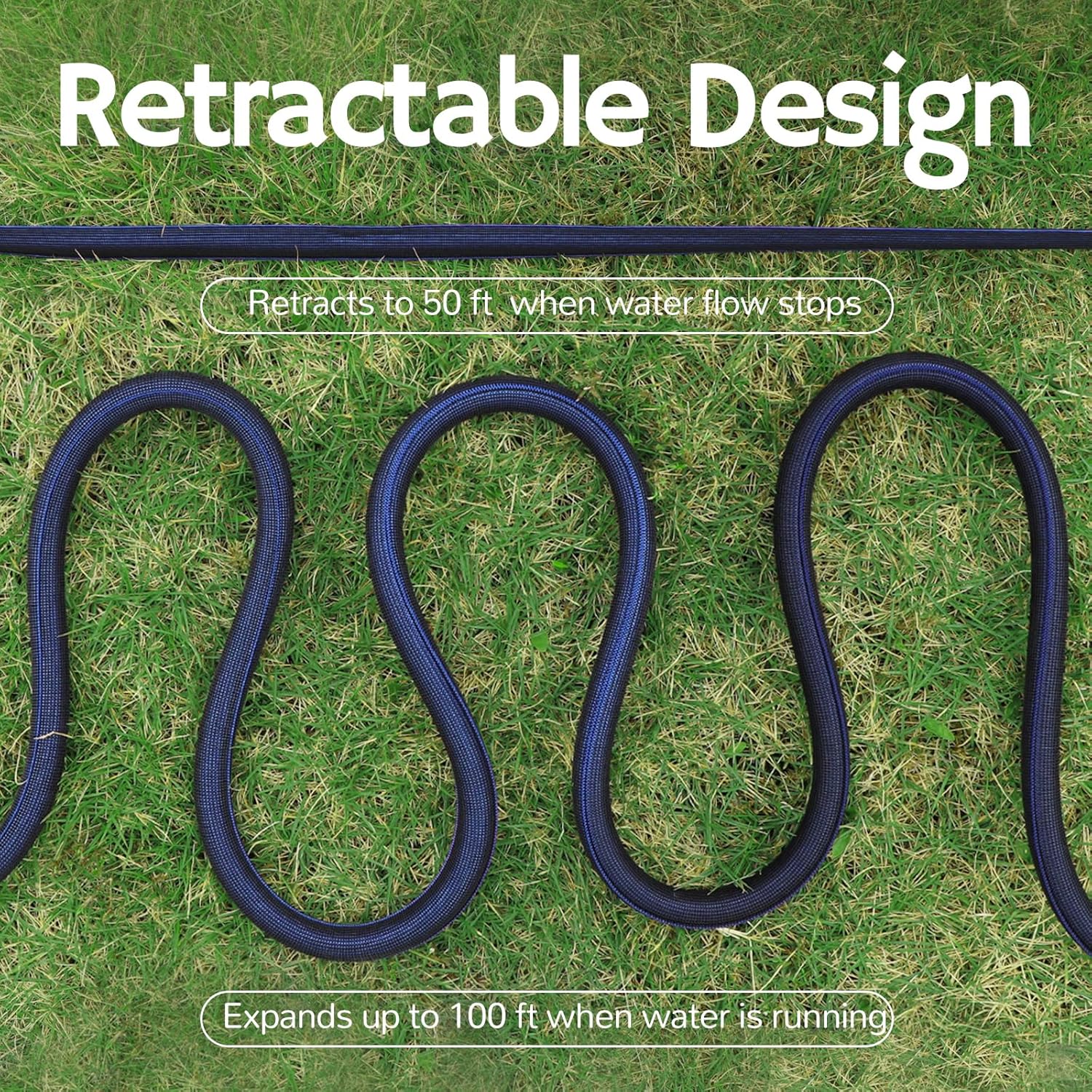 Airthereal Manguera de jardín expandible de 100 pies, resistente, ligera, con diseño retráctil, flexible, resistente a la intemperie y resistente al