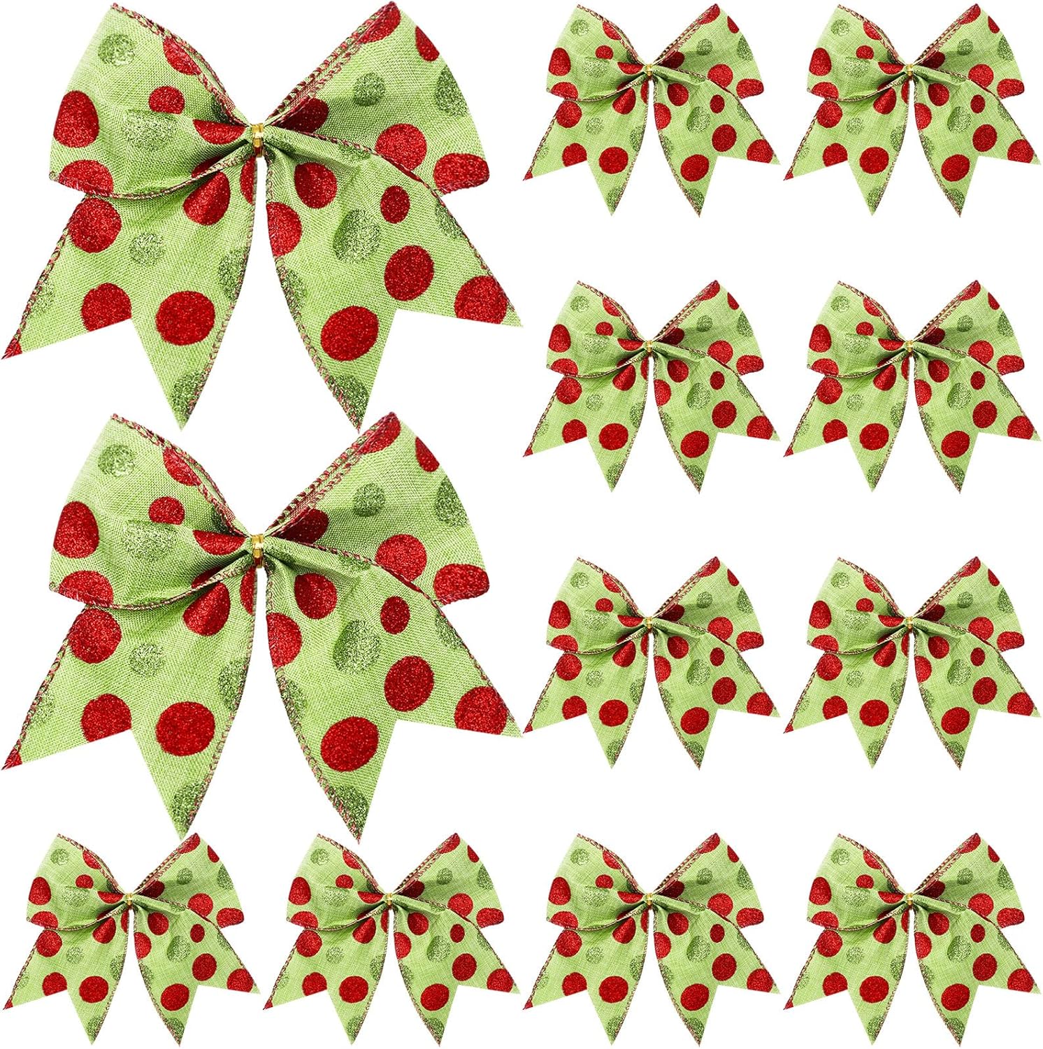 Jetec 12 lazos de Navidad rojos y verdes para decoración de coronas de Navidad grandes de 6 pulgadas, lazos de árbol de elfo, lazos de punto,