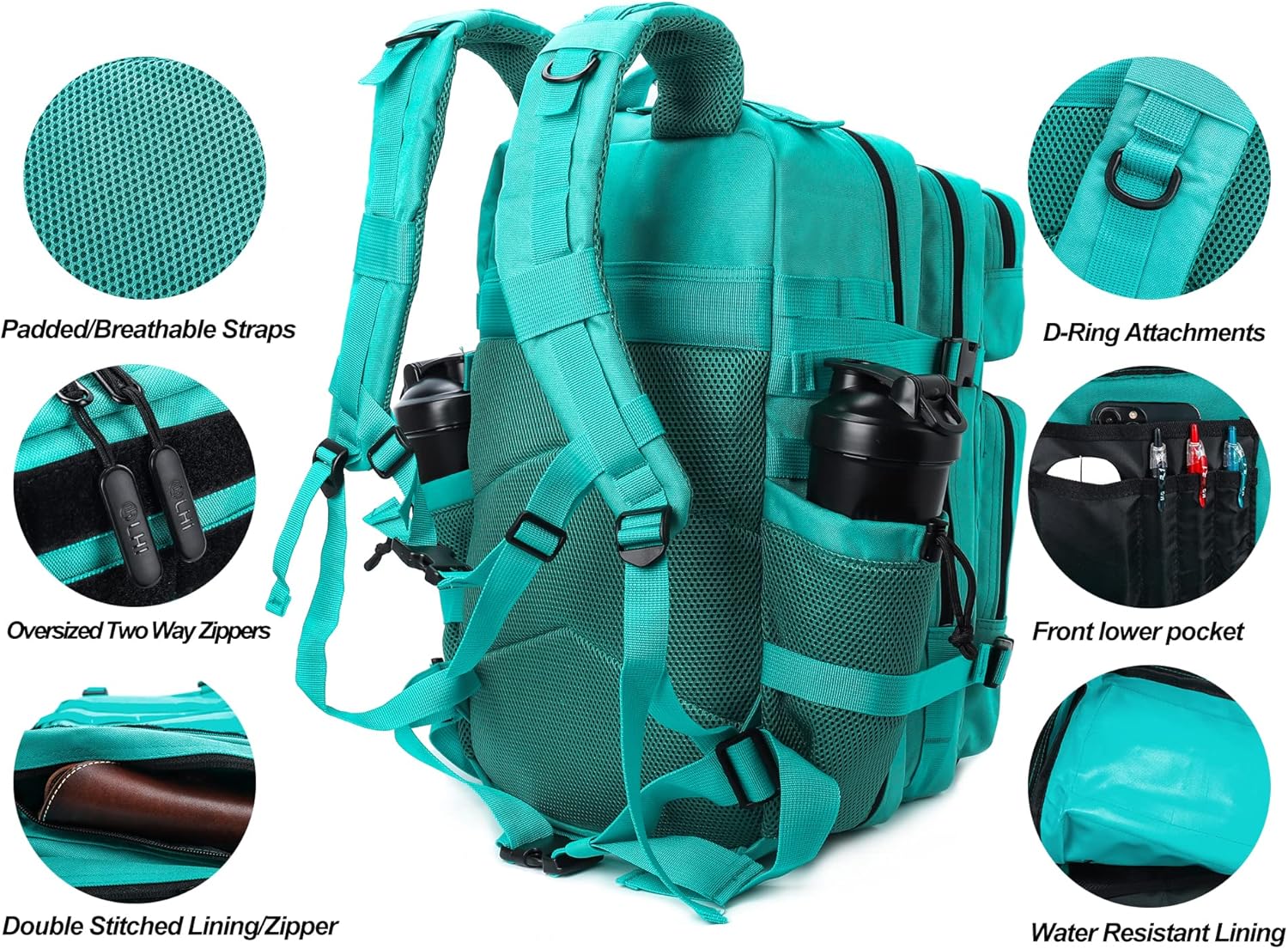 LHI Mochila táctica militar para hombres y mujeres, 45L, 3 días, paquete de asalto, mochila grande con sistema Molle