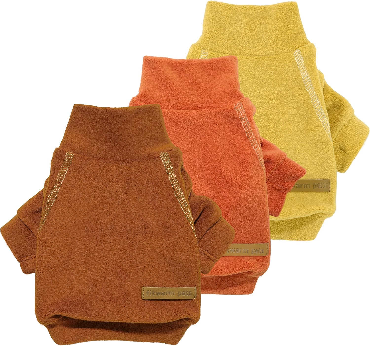 Fitwarm Paquete de 3 suéteres clásicos de forro polar para perro, sudadera de cuello alto, ropa de invierno para perros pequeños, niños y niñas,