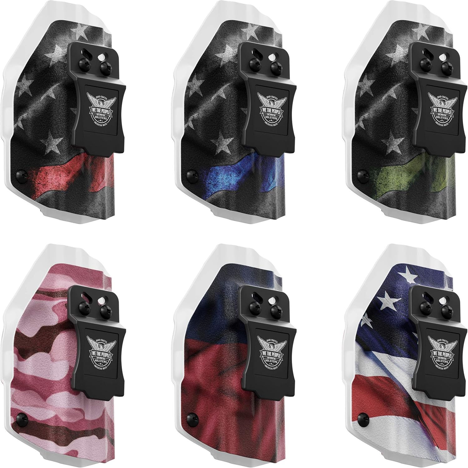 We The People Holsters – Bandera americana – Transporte oculto en la cintura interior – Funda Kydex IWB – Conduccióninclinaciónretención ajustable