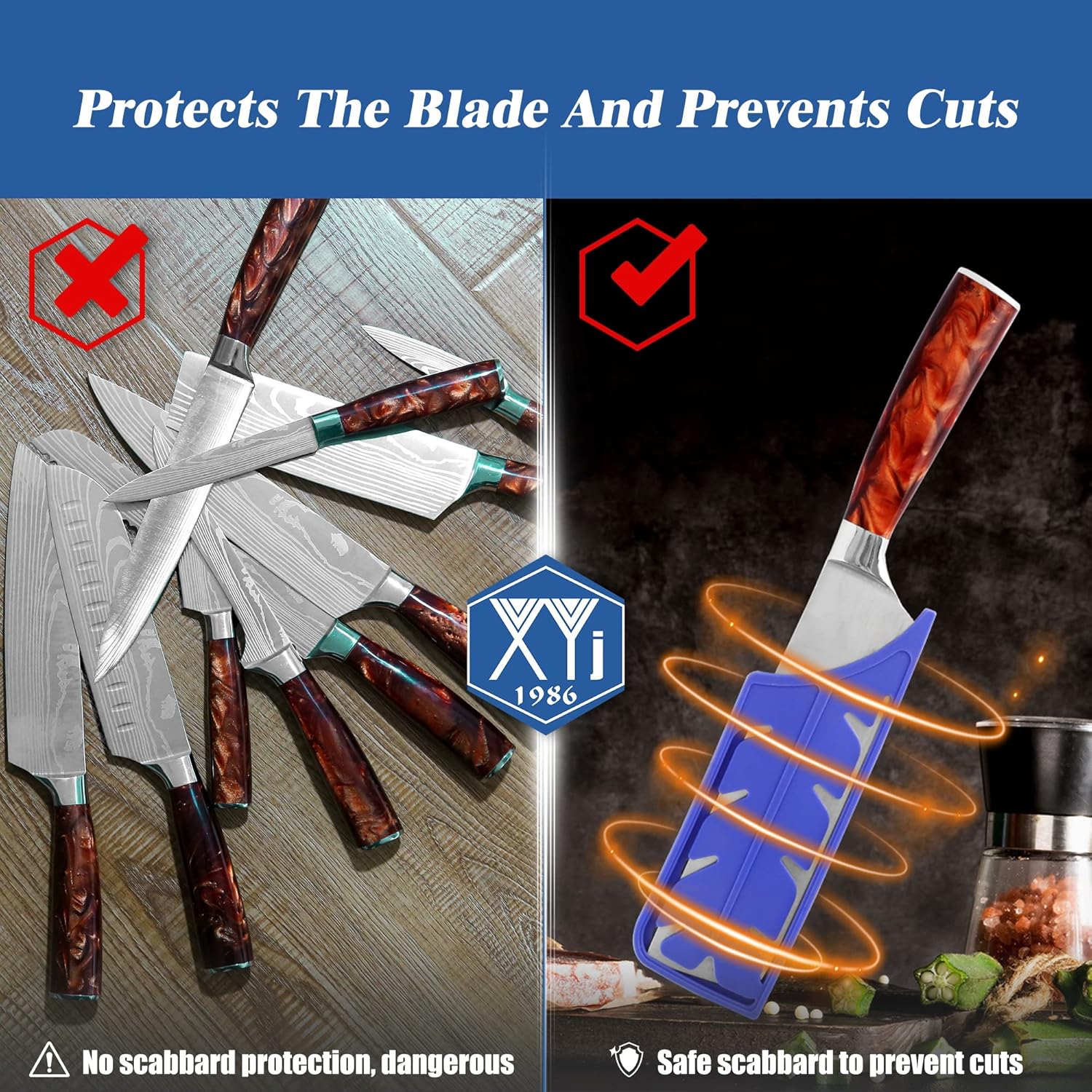 XYJ Juego de 2 fundas de seguridad para cuchillos de seguridad, protector de borde, funda universal para cuchillos, cuchilla, protector de