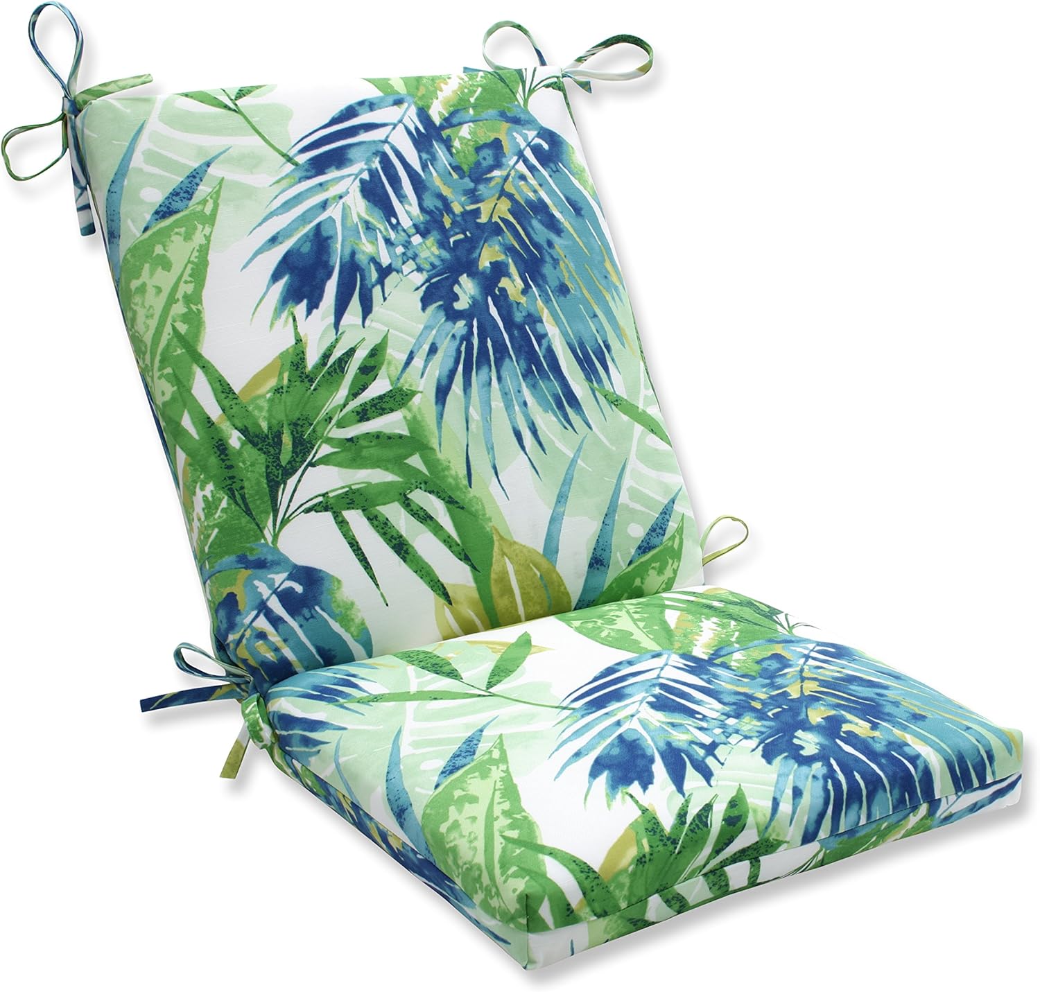 Pillow Perfect Tropic – Cojín cuadrado para silla esquinera para interiorexterior y exterior, 1 pieza con lazos, asiento profundo, resistente a la