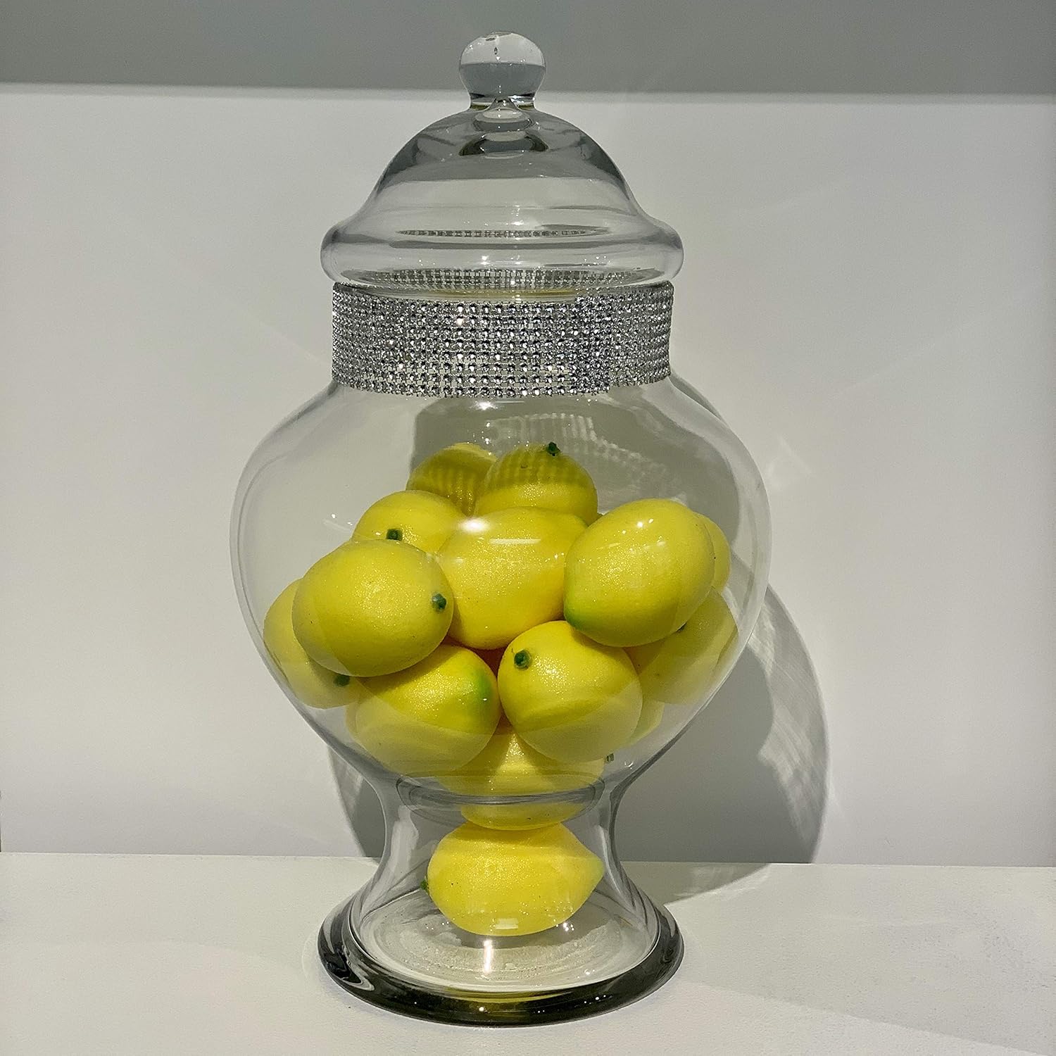 WGV – Tarro de boticario de 6.7 pulgadas de ancho, 12 pulgadas de alto, urna transparente redonda de vidrio, contenedor de almacenamiento de frutas,