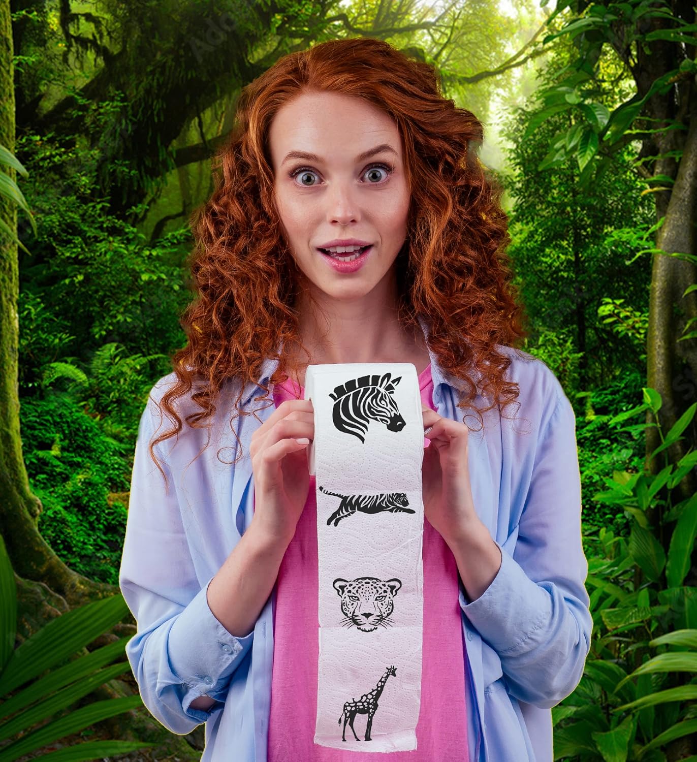 Papel higiénico de 2 capas con patrón de animales, rollo de papel higiénico divertido para decoración del hogar, regalos de broma y divertido