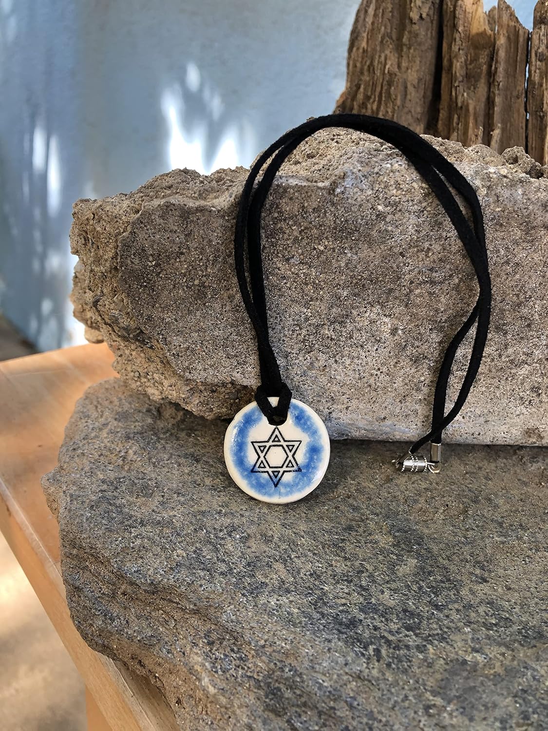 Star of David Ceramic Pendant (Blue)