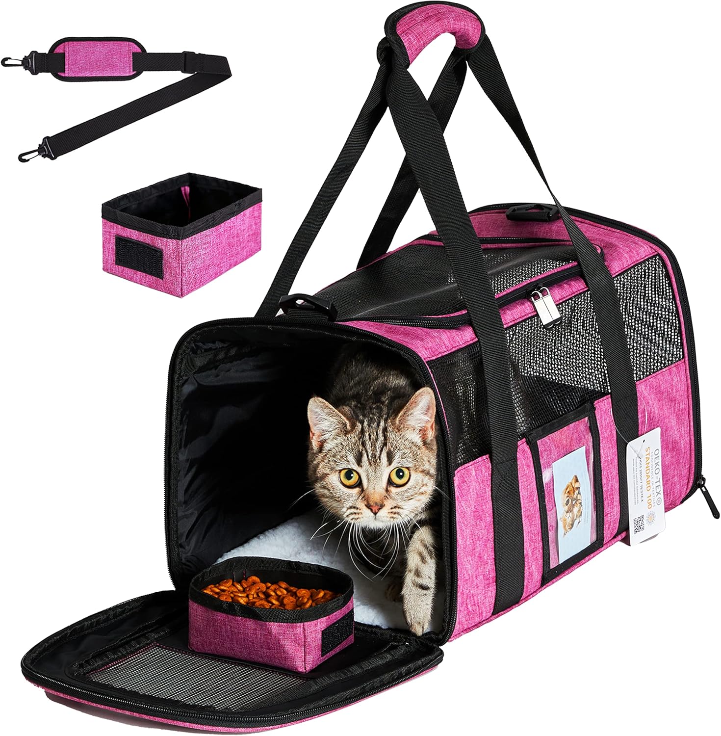 Transportador de mascotas aprobado por aerolíneas para perros pequeños, gatos, gatitos de menos de 15 libras, plegable y suave, transportador de