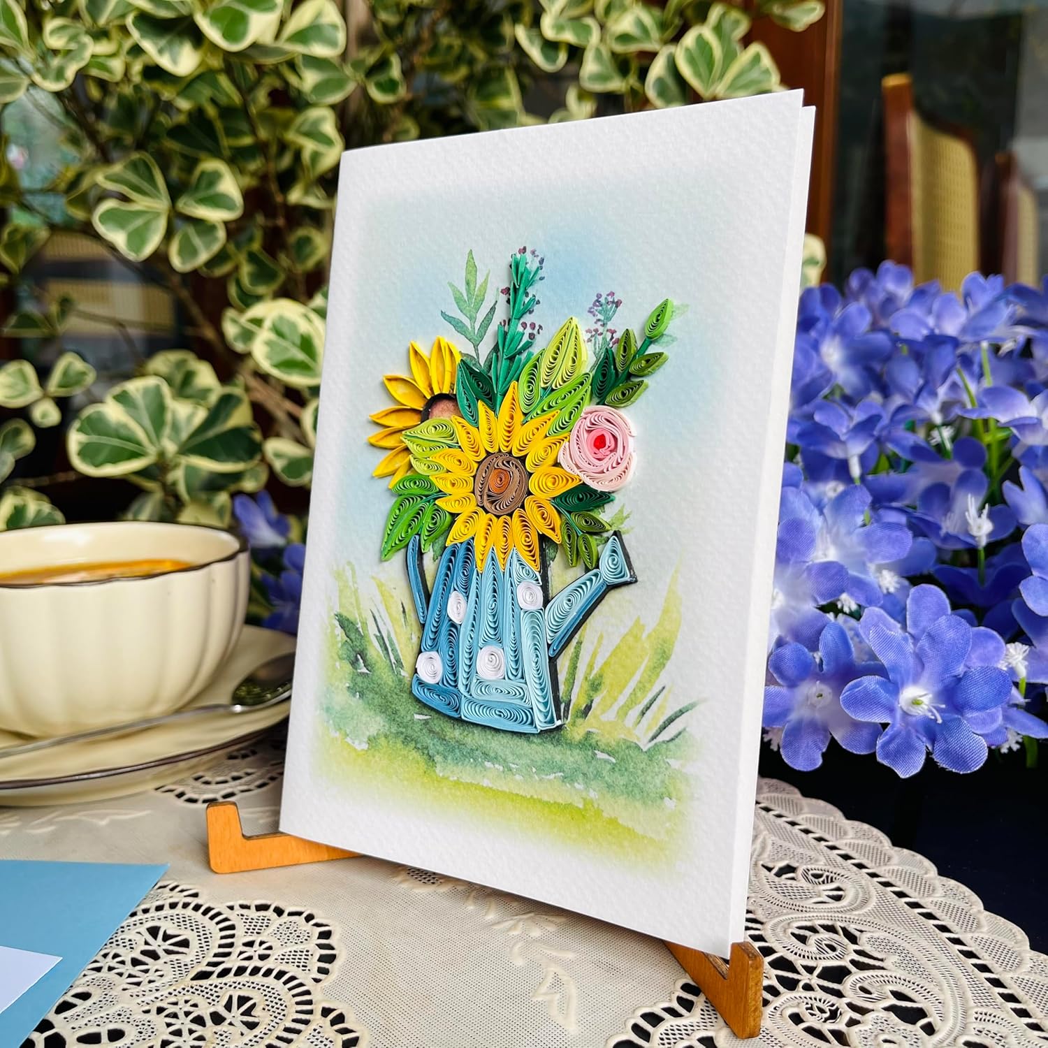 KingKraft Tarjeta de girasol Quilling, tarjeta de cumpleaños para mujer, tarjeta de feliz cumpleaños para mamá, tarjeta de aniversario para esposa,