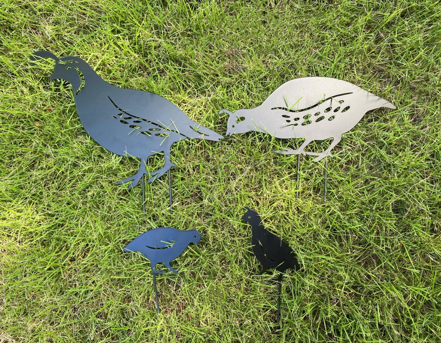 Estacas de metal decorativas de codorniz para jardín, silueta de codorniz negra, estatuas de jardín para patio, césped, patio, decoración de jardín,