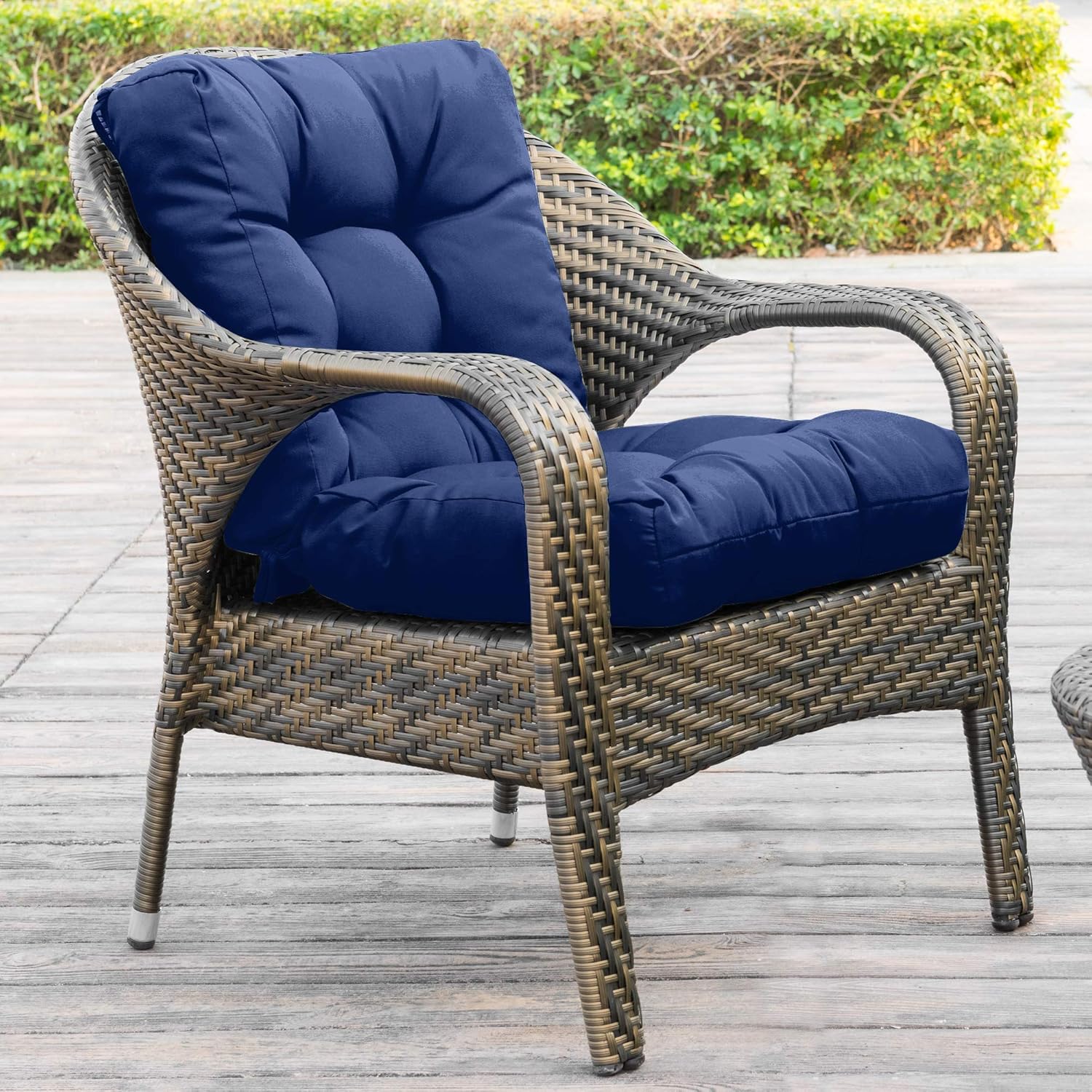 QILLOWAY Cojín de repuesto para silla de asiento y respaldo al aire libre, cojines de repuesto de temporada primaveraverano – Juego de 2 (azul