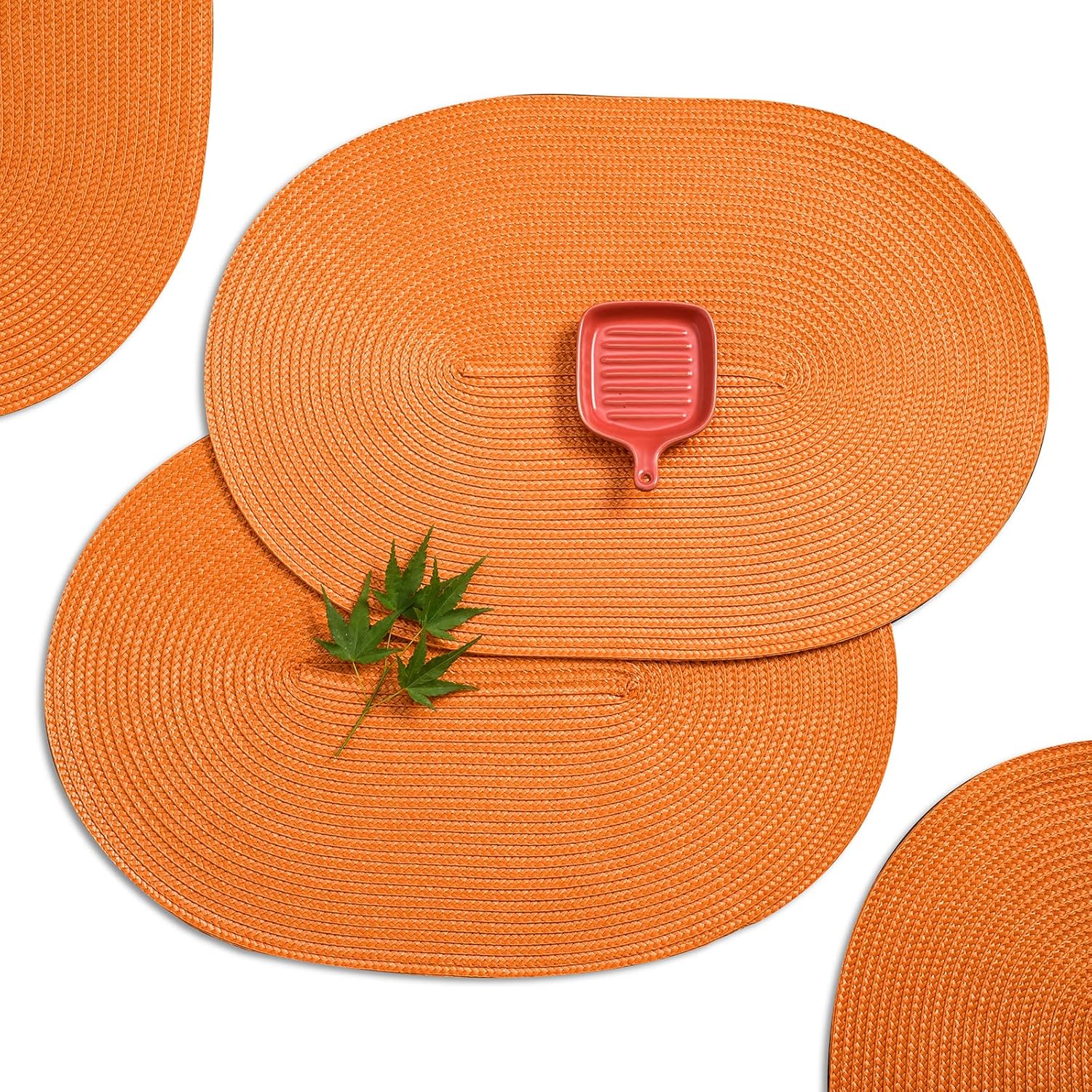 AHHFSMEI Juego de 6 manteles individuales para mesa de comedor, lavables, tejidos, de vinilo, antideslizantes, resistentes al calor, duraderos, para