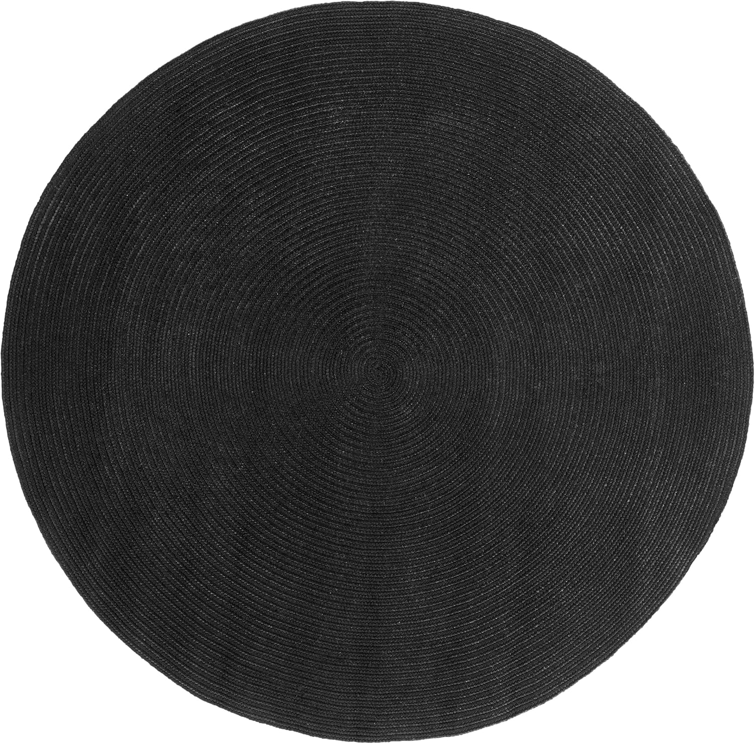 SUPERIOR Alfombra trenzada reversible para interiores y exteriores, 6 pies, redonda, color negro