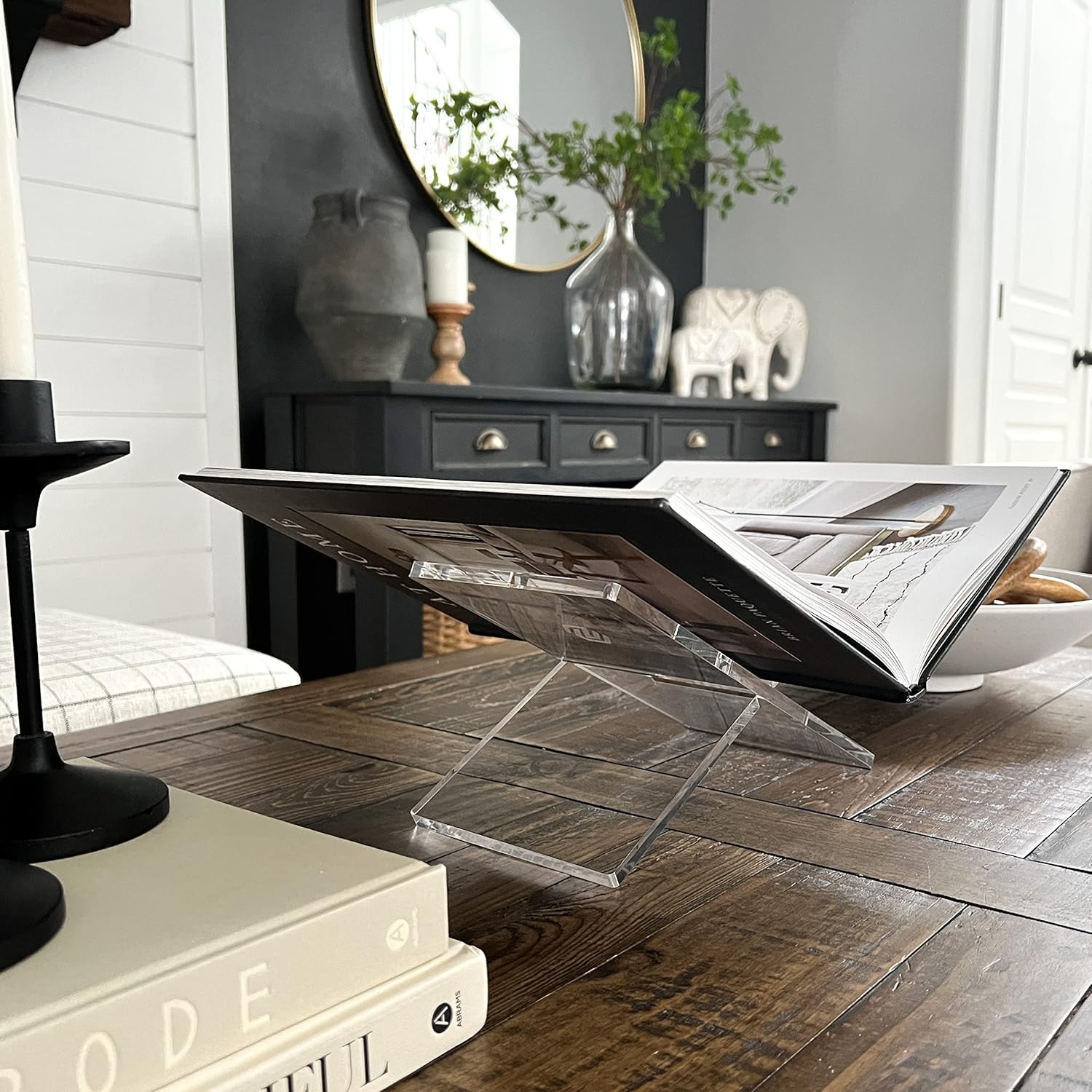 Soporte acrílico para libros, de plástico de 0.315 in de grosor con capacidad de peso de 10 libras, soporte de lectura para libros abiertos y