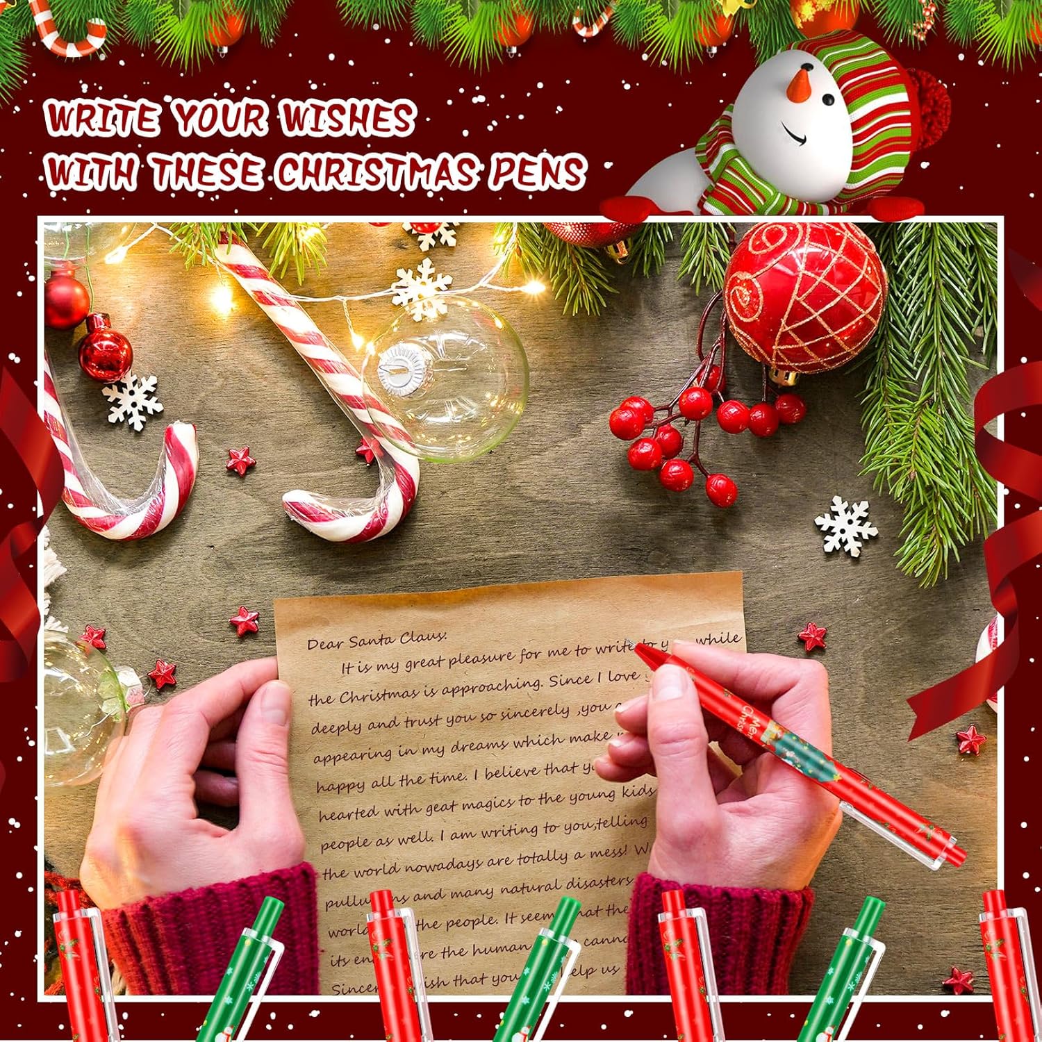 Qilery 100 bolígrafos de Navidad, regalos a granel para compañeros de trabajo, niños y adultos, bolígrafos de tinta de Navidad, regalos de Navidad,