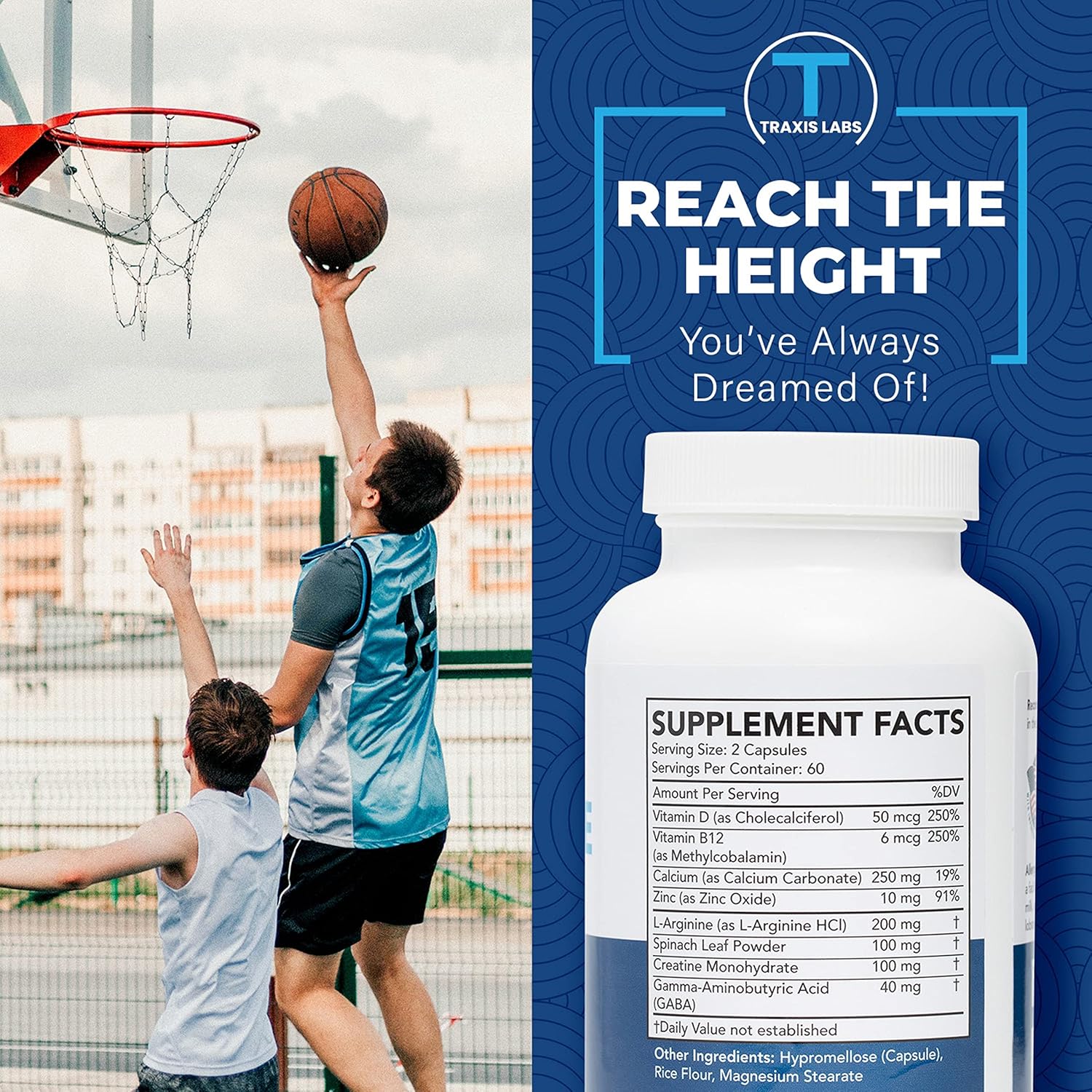 TRAXIS LABS Vitaminas para el crecimiento de la altura definitiva para adolescentes – Suplemento de crecimiento más alto – Píldoras de crecimiento –