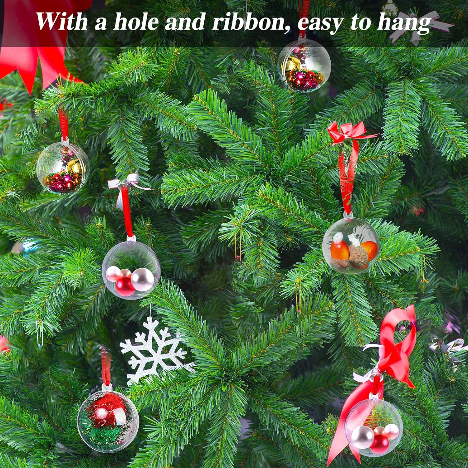 Aneco 30 bolas de plástico transparente rellenables de 1.97 pulgadas (1.969 in) para manualidades, adornos de bolas de árbol de Navidad,