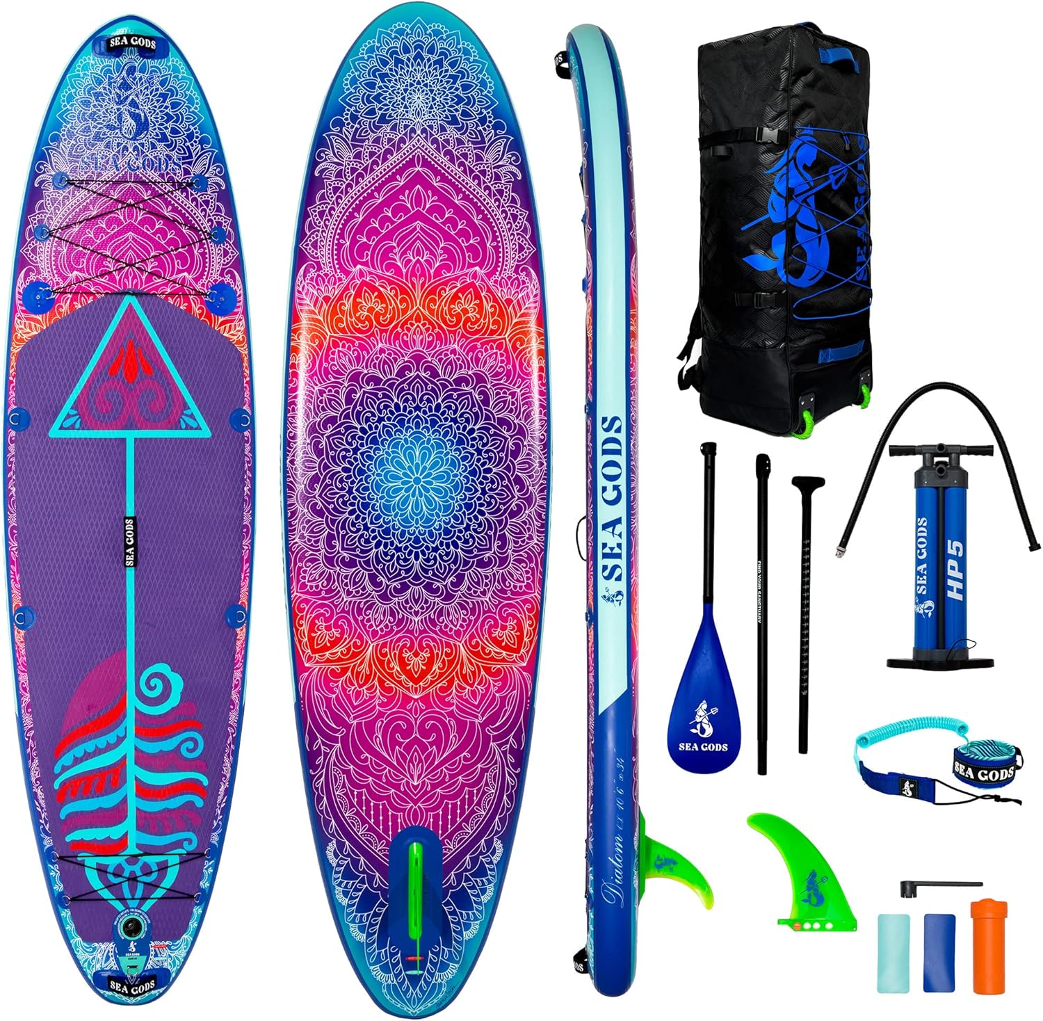 Diatom CX – Tabla de remo inflable estable de 10 pies y 6 pulgadas (6 pulgadas de grosor, 34 pulgadas de ancho) ISUP bomba manual de triple acción,