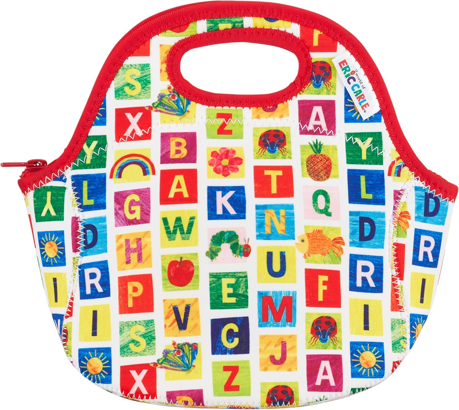 FUN KINS Lonchera aislada para niños, duradera, lavable a máquina, calidad premium, bolsillo interior y etiqueta de nombre, bolsa de almuerzo tamaño