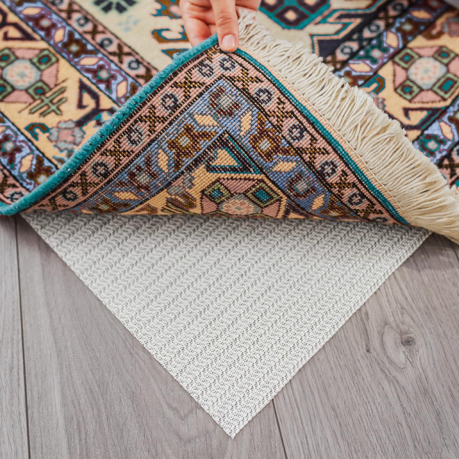 Slip-Stop Rug Grip – Almohadilla antideslizante de perfil bajo para alfombras de área y alfombras de pasillo, agarre para suelos de madera dura, 2 x
