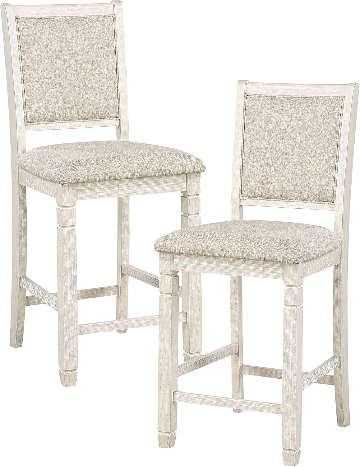 Lexicon Braun Silla de altura de mostrador (juego de 2), color blanco antiguo