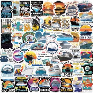 Paquete de 61 calcomanías de crucero, calcomanías estéticas impermeables de vinilo para botella de agua, patineta, laptop, teléfono, diario, álbumes Paquete de 61 calcomanías de crucero, calcomanías estéticas impermeables de vinilo para botella de agua, patineta, laptop, teléfono, diario, álbumes