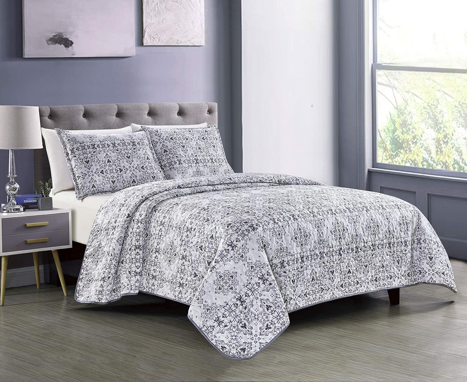GrandLinen – Juego de funda de edredón con estampado fino