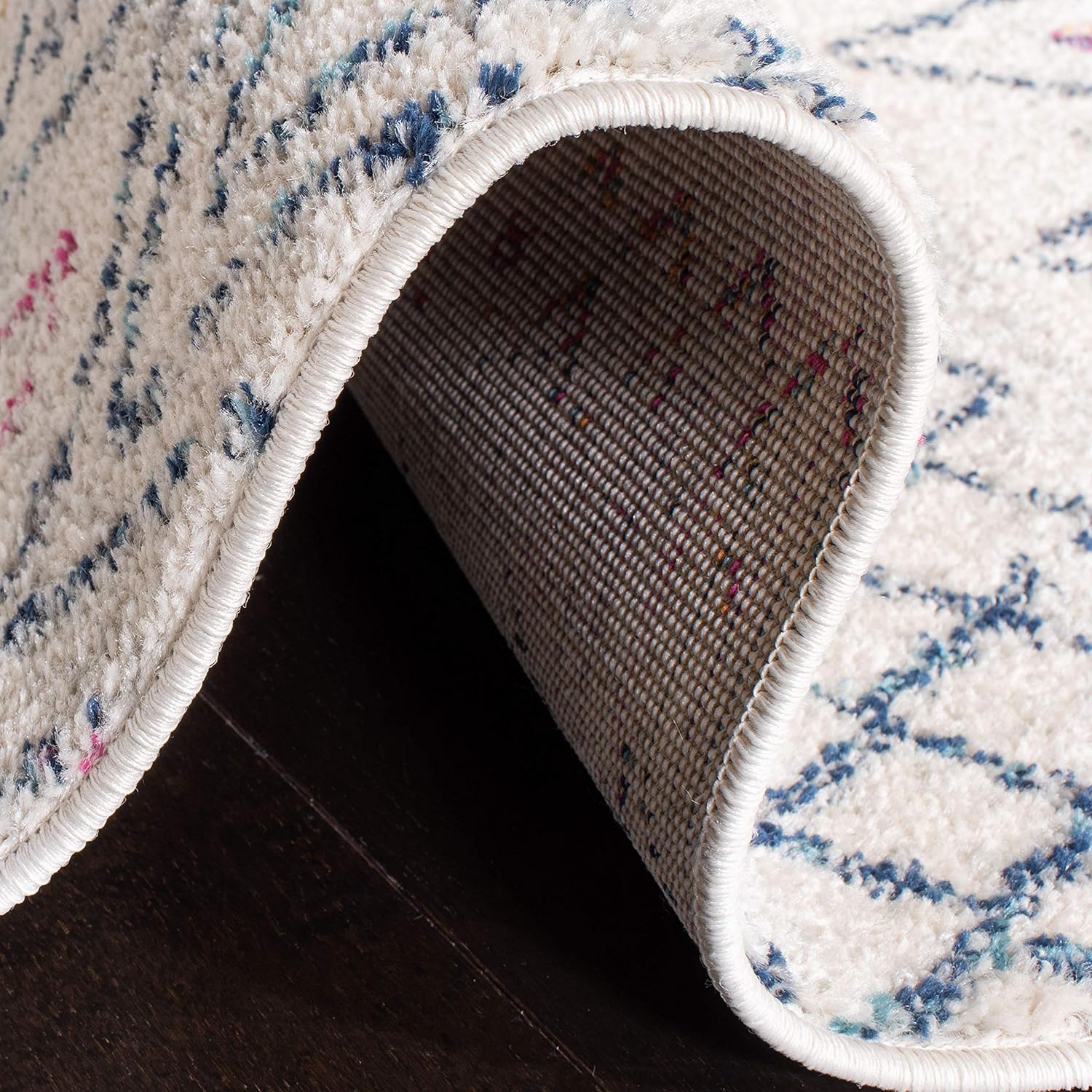 SAFAVIEH Madison Collection MAD798B – Alfombra cuadrada de 9 pies color marfil azul marino, marroquí, bohemio, envejecido, no desprende pelusa, para
