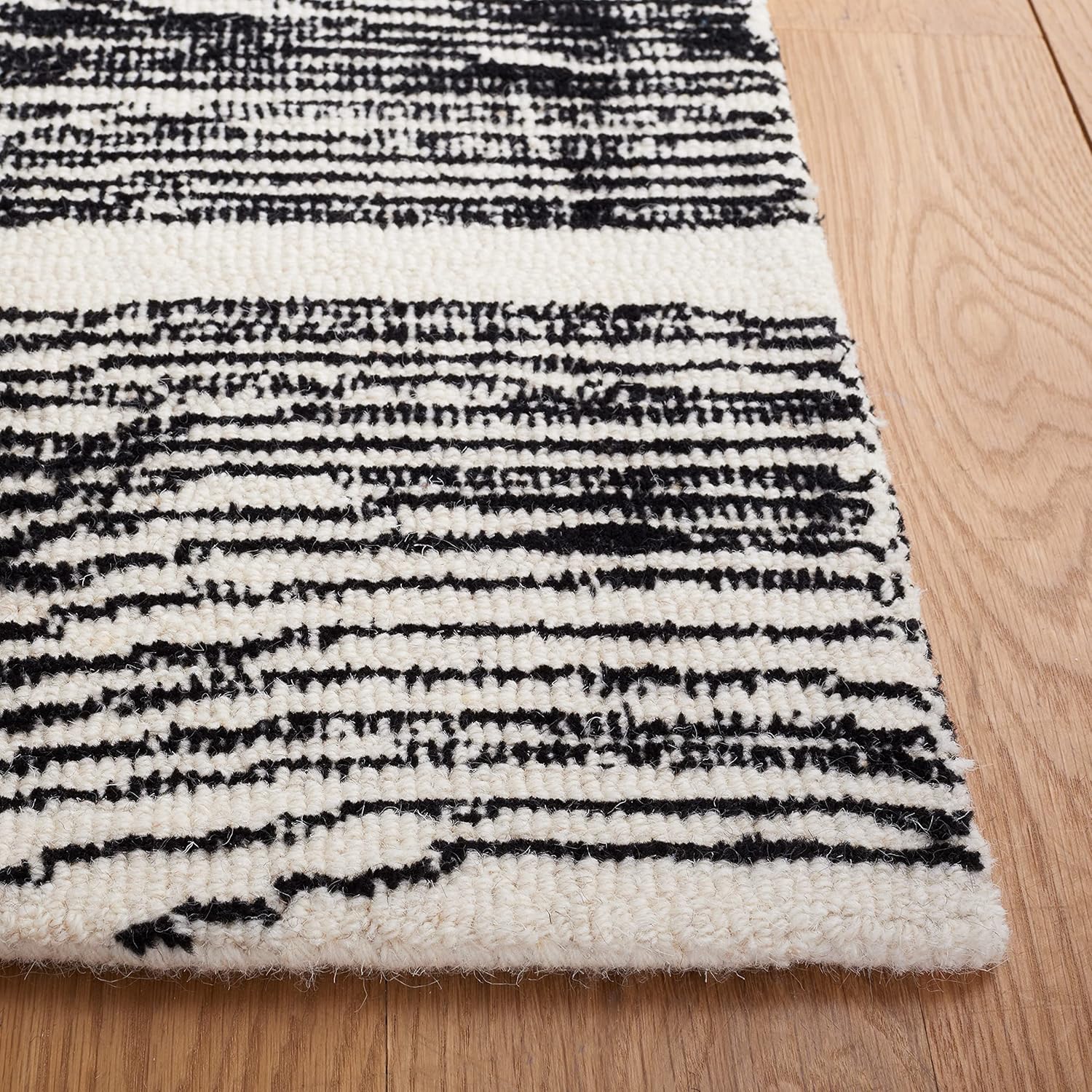 SAFAVIEH Metro Collection MET995Z – Alfombra hecha a mano de lana de alta calidad, 8 x 10 pies, color negro marfil