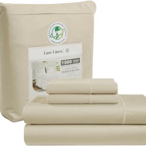 LANE LINEN Juego de sábanas de 100 % algodón egipcio, tamaño King, 1500 hilos, juego de 4 piezas, sábanas de algodón de lujo con tejido satinado, LANE LINEN Juego de sábanas de 100 % algodón egipcio, tamaño King, 1500 hilos, juego de 4 piezas, sábanas de algodón de lujo con tejido satinado,