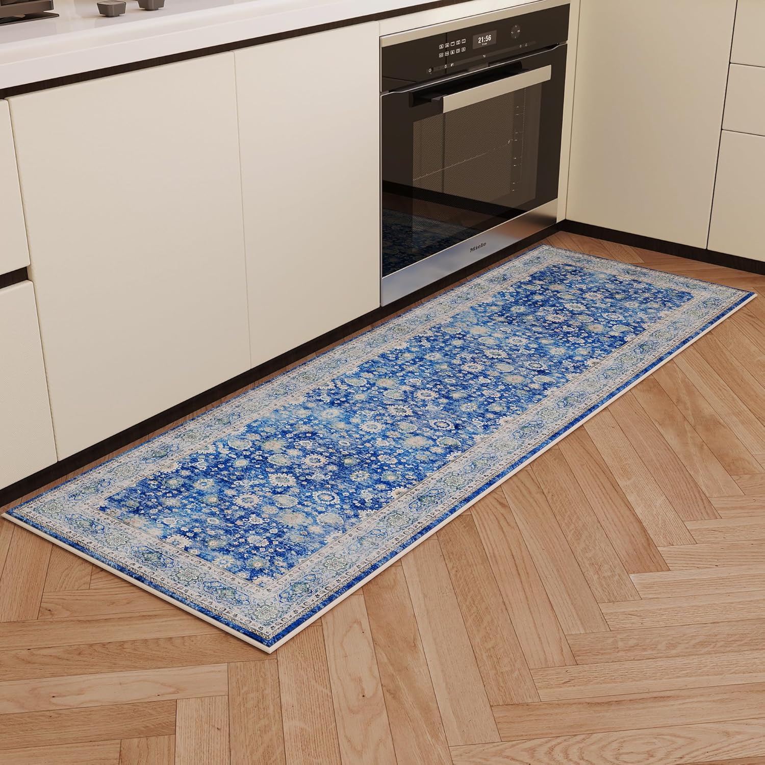 Rugcomf Alfombra de pasillo de 2 x 6 pies, lavable, bohemia, suave, antideslizante, no desprende pelusa, alfombra vintage de lana sintética para