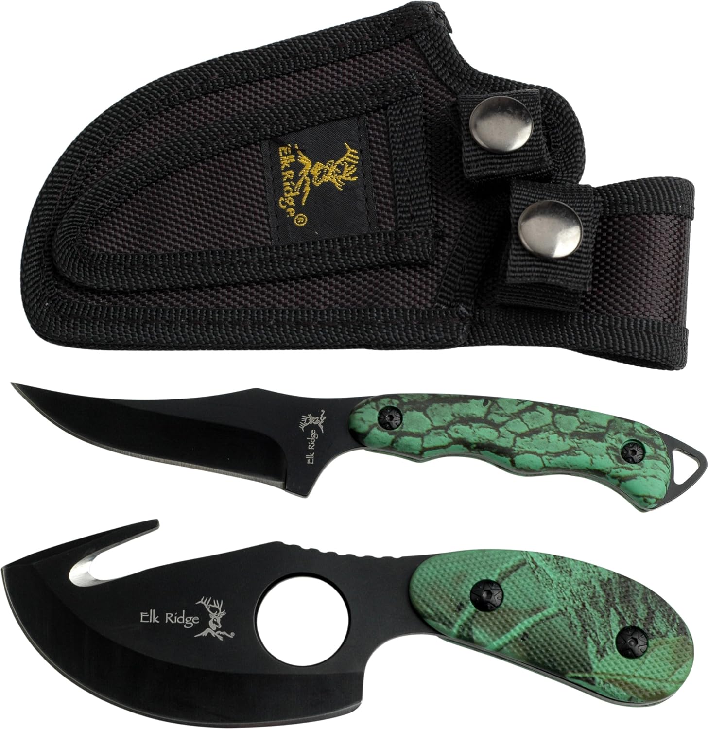 Elk Ridge set de 2 cuchillos de caza con borde recto 17.8cm